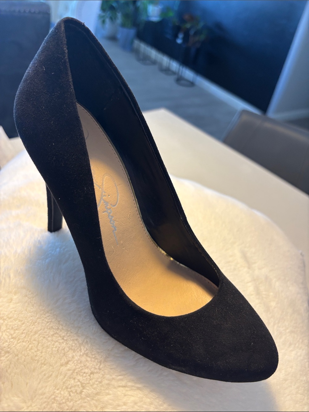 Jessica Simpson Black Suede Pointed-Toe Stiletto Pump